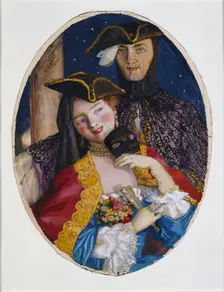 Couple dressed for a Venetian Carnival, 1930. Artist: Konstantin Somov