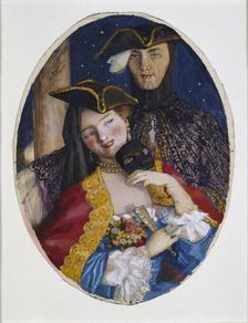 Couple dressed for a Venetian Carnival, 1930. Artist: Konstantin Somov
