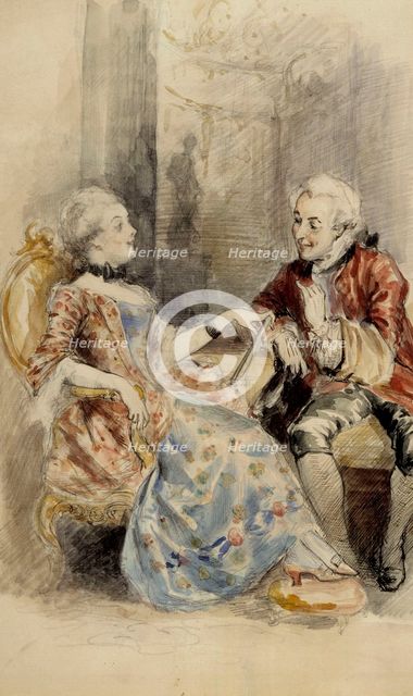 Couple Having a Conversation, Rococo Attire, c1890s. Creator: Albert Edelfelt.
