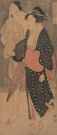 Couple in an Evening Shower..., ca. 1800. Creator: Kitagawa Utamaro