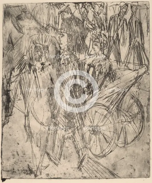 Couple in Front of a Carriage, 1914. Creator: Ernst Kirchner.