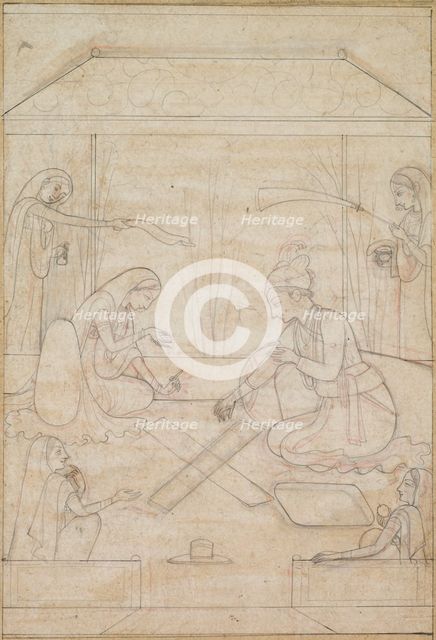 Couple Playing Chaupar on a Terrace, c. 1790-1800. Creator: Unknown.