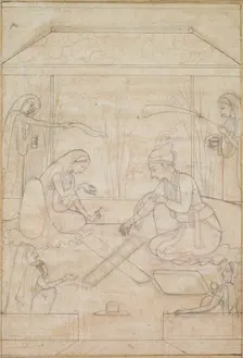 Couple Playing Chaupar on a Terrace, c. 1790-1800. Creator: Unknown