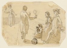 Couple Playing Shuttlecock and Battledore, 1760/99. Creator: Paul Sandby