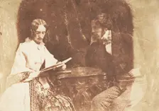 Couple Seated, Woman Reading, 1843-47. Creators: David Octavius Hill, Robert Adamson, Hill & Adamson