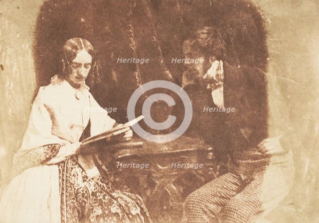 Couple Seated, Woman Reading, 1843-47. Creators: David Octavius Hill, Robert Adamson, Hill & Adamson.