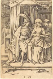 Couple Seated on a Bed, c. 1495/1503. Creator: Israhel van Meckenem