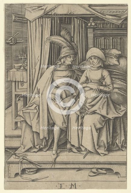 Couple Seated on a Bed, from Scenes of Daily Life,.n.d. Creator: Israhel van Meckenem.