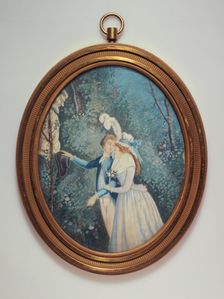 Couple walking in a park, c1900. Creator: Ecole Francaise
