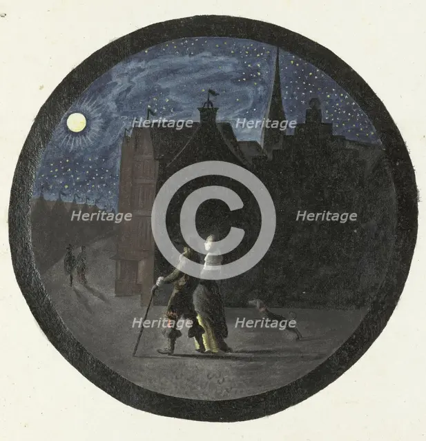 Couple walking in moonlight, in or after c.1654-in or before c.1659. Creator: Gesina ter Borch.