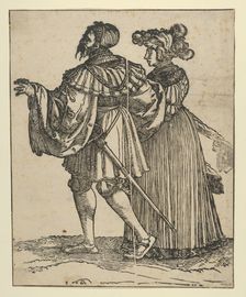 Couple Walking to the Left (VI), from The Wedding Dancers (restrike). Creator: Hans Schäufelein the Elder