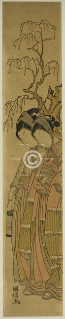 Couple Walking under Willow Tree, Japan, c. 1770/75. Creator: Naka Kuninobu.