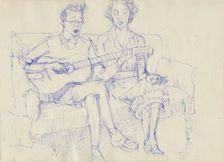 Couple with a guitar, c1950. Creator: Shirley Markham