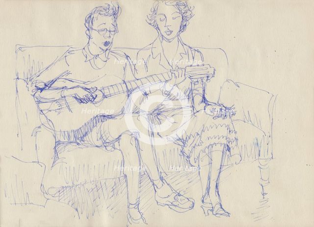 Couple with a guitar, c1950. Creator: Shirley Markham.