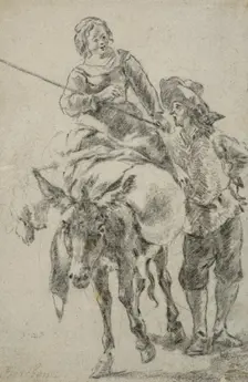 Couple with a mule. Creator: Unknown