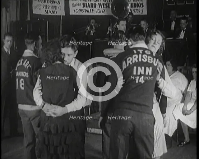 Couples Dancing Whilst Half Asleep in a Marathon Dance Contest, 1926. Creator: British Pathe Ltd.
