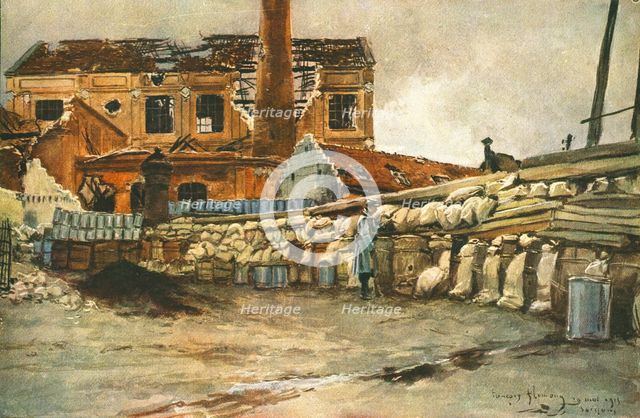 ''Cour d'Usine barricadee', 1915. Creator: Francois Flameng.