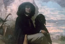 Courbet with his Black Dog 1842. Artist: Gustave Courbet