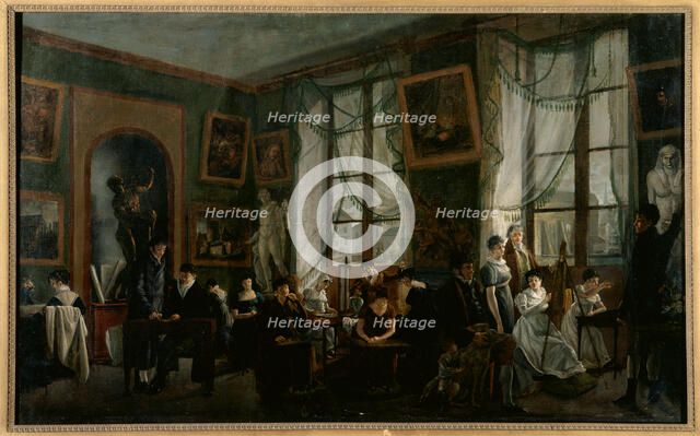 Cours de dessin féminin, vers 1810, c1810. Creator: Ecole Francaise.