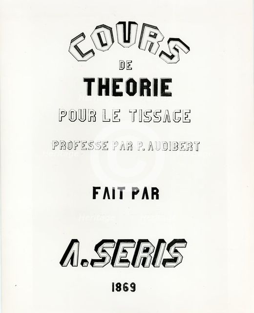 Cours de Théorie pour la Tissage, France, 1869. Creator: Unknown.