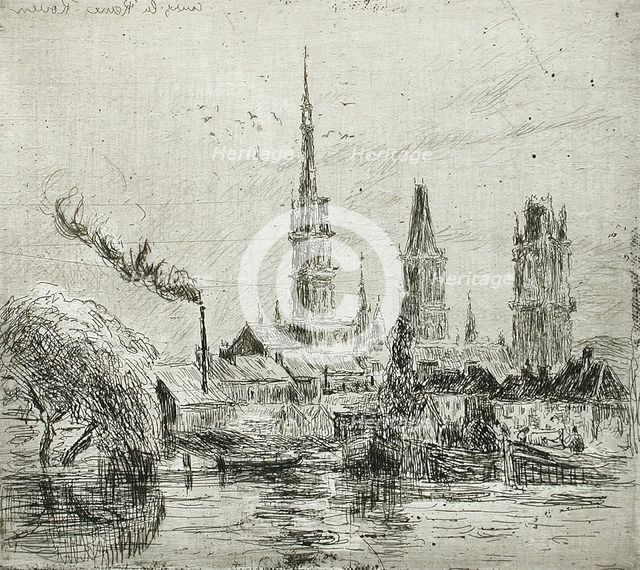 Cours-la-Reine, ou Bords de la Seine à Rouen, 1884. Creator: Camille Pissarro.