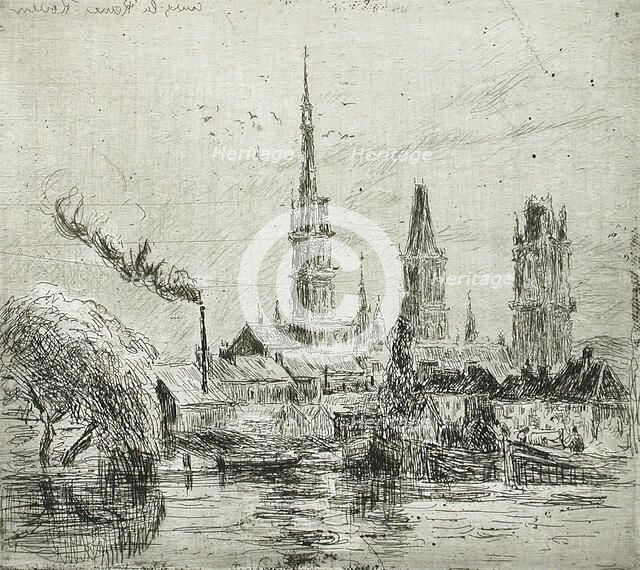 Cours-la-Reine, ou Bords de la Seine à Rouen, 1884. Creator: Camille Pissarro.