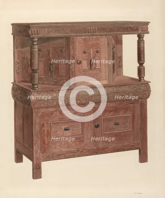 Court Cupboard, c. 1940. Creator: Leo Drozdoff.