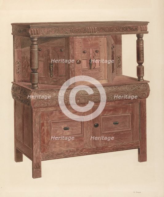 Court Cupboard, c. 1940. Creator: Leo Drozdoff.