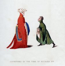Court dress, 14th century, (1843).Artist: Henry Shaw
