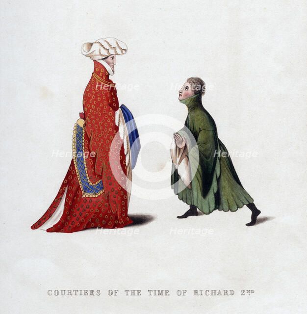Court dress, 14th century, (1843).Artist: Henry Shaw