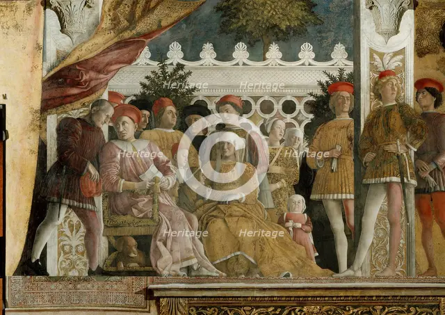 Court of Gonzaga (Fresco in the Camera degli Sposi in the Palazzo Ducale in Mantua), 1474. Artist: Mantegna, Andrea (1431-1506)