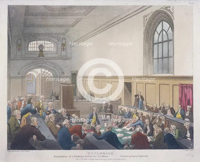 Court of King's Bench, Guildhall, London, 1808. Artist: J Bluck