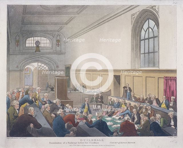 Court of King's Bench, Guildhall, London, 1808. Artist: J Bluck