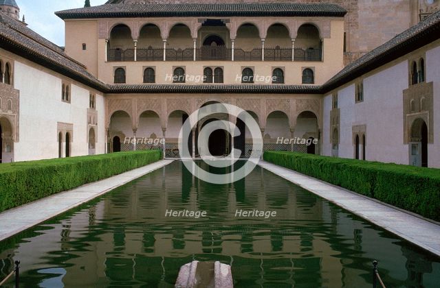 Court of the Myrtles in Alhambra, 14th century. Artist: Unknown