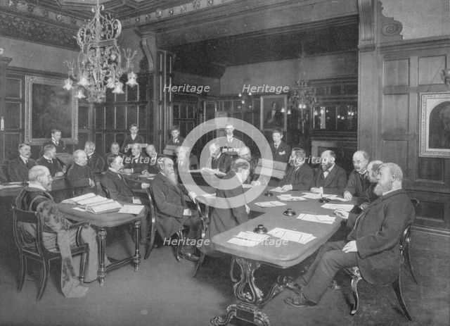 Court of the Cutlers' Company: examining the work of their apprentices, London, 1902 (1903). Artist: Unknown.