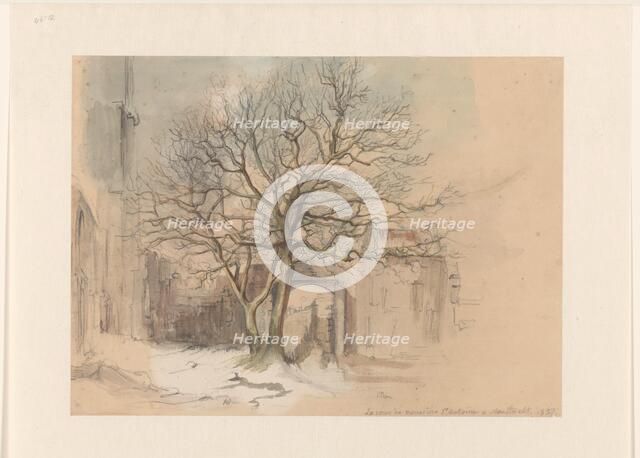 Court of the Sint Antoniusklooster in Maastricht, in winter, 1837. Creator: Alexander Schaepkens.