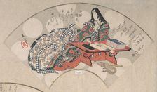 Court Lady at Her Writing Table From the Spring Rain Collection (Harusame shu), vol. ..., ca. 1820s. Creator: Gakutei