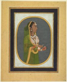 Court lady pouring wine, c. 1760. Creator: Muhammad Rizavi Hindi (Indian, active mid-1700s), attributed to