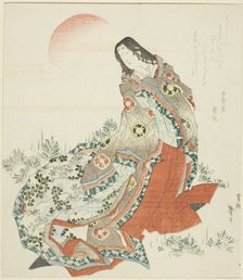 Court lady standing amidst pines, Japan, c. 1823. Creator: Katsushika Taito