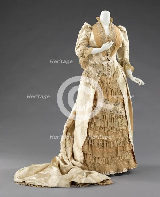 Court presentation dress, French, ca. 1885. Creators: House of Worth, Charles Frederick Worth.