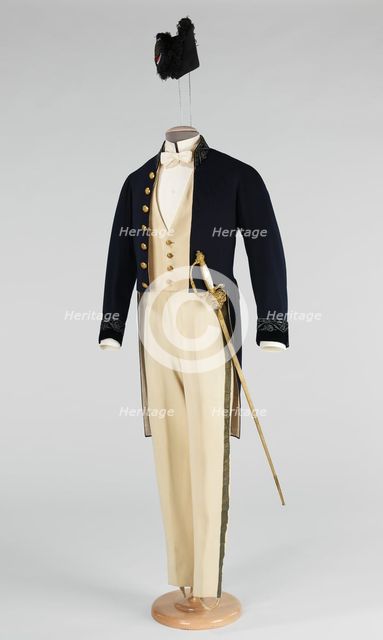Court presentation ensemble, French, 1869. Creator: A Dusautoy.
