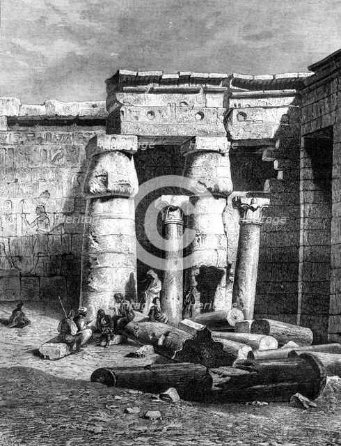 'Court with remainders of a Christian Church, Medinet-Habou', 1881. Artist: Unknown