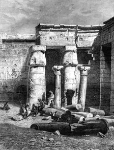 Court with remainders of a Christian Church, Medinet-Habou 1881
