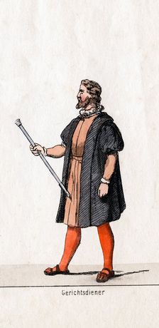 Court usher costume design for Shakespeare's play, Henry VIII, 19th century