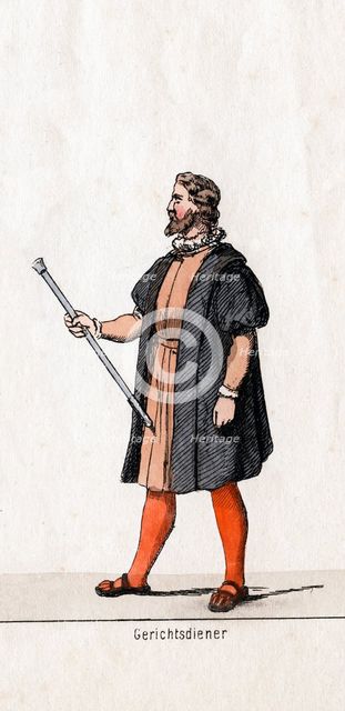 Court usher costume design for Shakespeare's play, Henry VIII, 19th century. Artist: Unknown