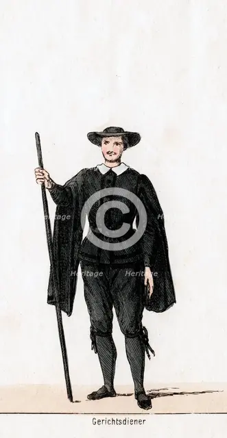 Court usher, costume design for Shakespeare's play, Henry VIII, 19th century. Artist: Unknown