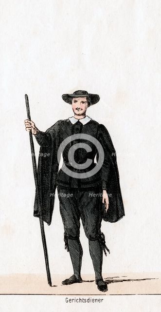 Court usher, costume design for Shakespeare's play, Henry VIII, 19th century. Artist: Unknown