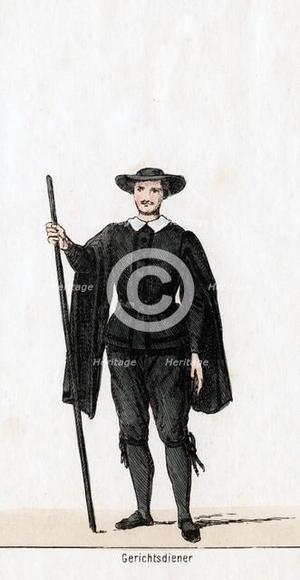 Court usher, costume design for Shakespeare's play, Henry VIII, 19th century. Artist: Unknown