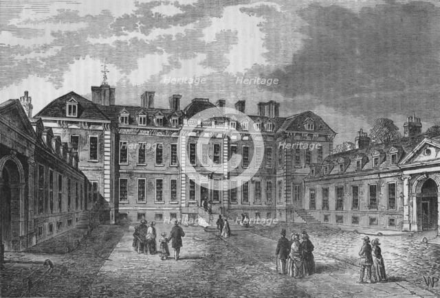 Courtyard of Montagu House, Great Russell Street, Bloomsbury, London, 1830 (1878). Artist: Unknown.