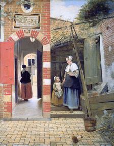 Courtyard of a house in Delft 1658. Artist: Pieter de Hooch
